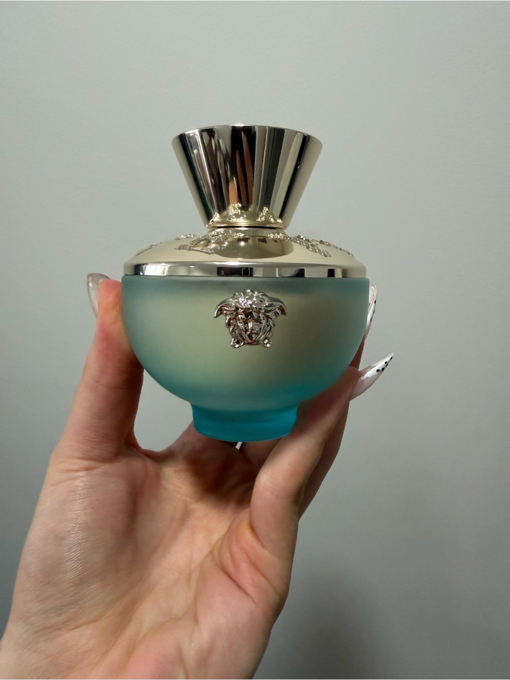 Versace Silver Medusa Compact with Turquoise Accent